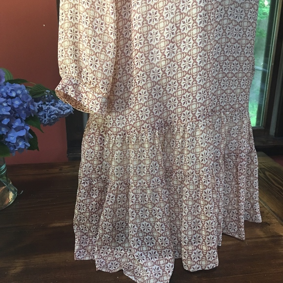Rose & Olive Drop Waist Boho Style Print Dress - Picture 4 of 7